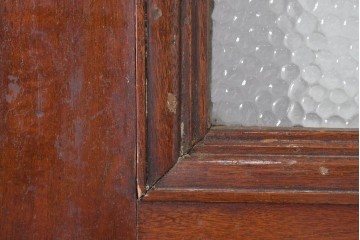 イギリスアンティーク　赤・緑・琥珀色のステンドグラスが印象的な木製ドア1枚　(R-084881)