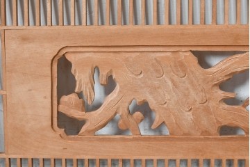 ヴィンテージ建具　昭和中期　松・竹・梅の彫刻が施された格子欄間1枚　(R-084882)