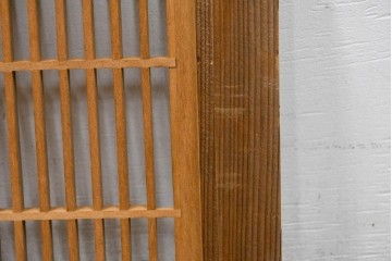 ヴィンテージ建具　昭和中期　松・竹・梅の彫刻が施された格子欄間1枚　(R-084882)