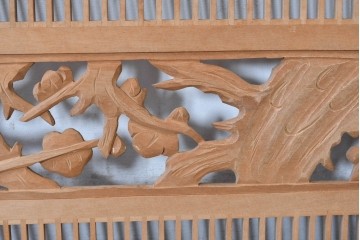 ヴィンテージ建具　昭和中期　松・竹・梅の彫刻が施された格子欄間1枚　(R-084882)