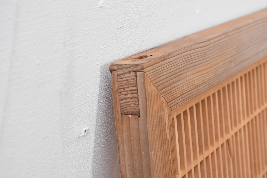 ヴィンテージ建具　昭和中期　松・竹・梅の彫刻が施された格子欄間1枚　(R-084882)