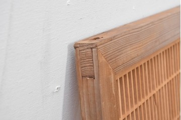 ヴィンテージ建具　昭和中期　松・竹・梅の彫刻が施された格子欄間1枚　(R-084882)