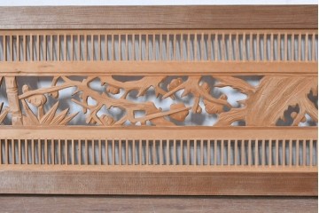 ヴィンテージ建具　昭和中期　松・竹・梅の彫刻が施された格子欄間1枚　(R-084882)