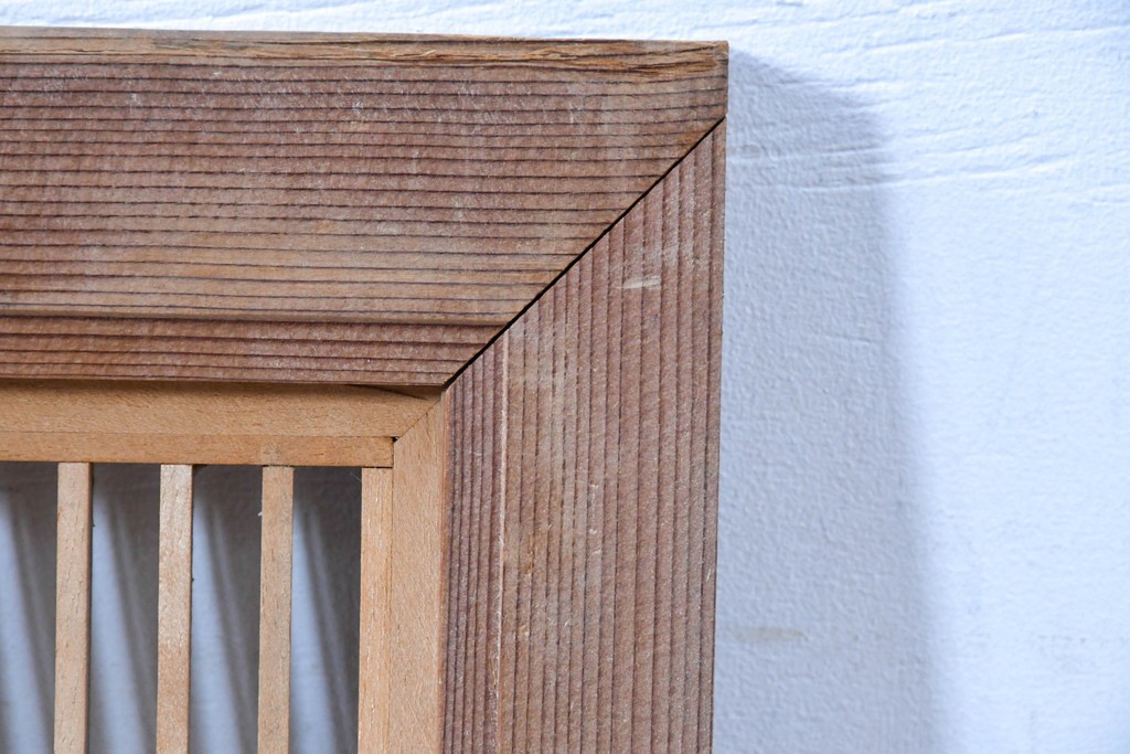 ヴィンテージ建具　昭和中期　松・竹・梅の彫刻が施された格子欄間1枚　(R-084883)