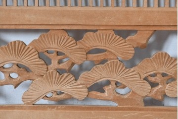 ヴィンテージ建具　昭和中期　松・竹・梅の彫刻が施された格子欄間1枚　(R-084883)
