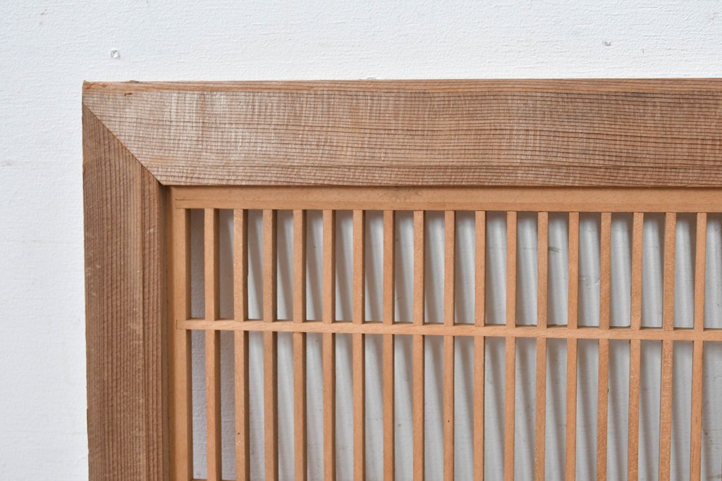 ヴィンテージ建具　昭和中期　松・竹・梅の彫刻が施された格子欄間1枚　(R-084883)