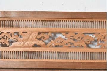 ヴィンテージ建具　昭和中期　松・竹・梅の彫刻が施された格子欄間1枚　(R-084883)