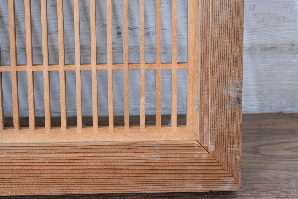 ヴィンテージ建具　昭和中期　松・竹・梅の彫刻が施された格子欄間1枚　(R-084883)