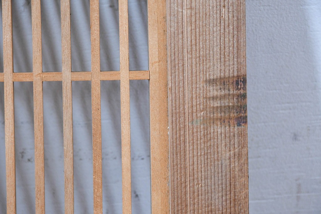ヴィンテージ建具　昭和中期　松・竹・梅の彫刻が施された格子欄間1枚　(R-084883)