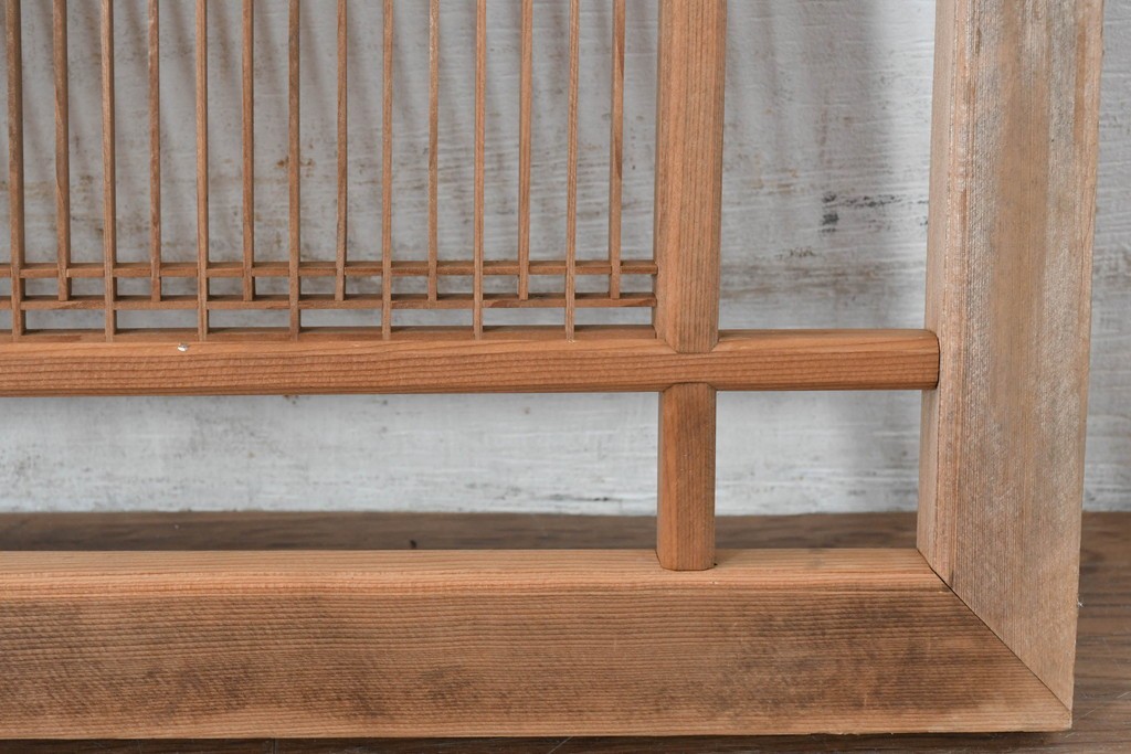 ヴィンテージ建具　昭和中期　細身の縦格子が美しい組子欄間1枚　(R-084885)