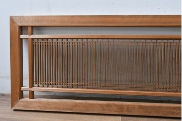 ヴィンテージ建具　昭和中期　細身の縦格子が美しい組子欄間2枚セット　(R-084887)