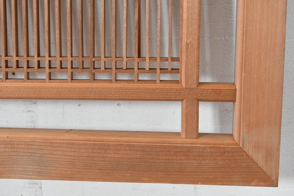 ヴィンテージ建具　昭和中期　細身の縦格子が美しい組子欄間2枚セット　(R-084887)