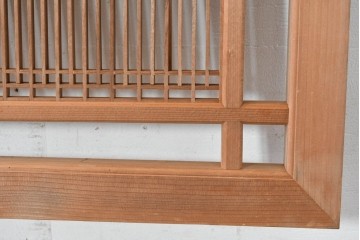 ヴィンテージ建具　昭和中期　細身の縦格子が美しい組子欄間2枚セット　(R-084887)