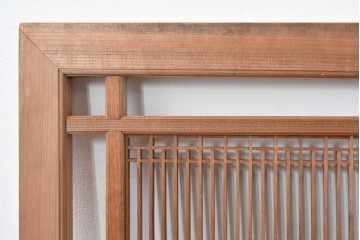 ヴィンテージ建具　昭和中期　細身の縦格子が美しい組子欄間2枚セット　(R-084887)