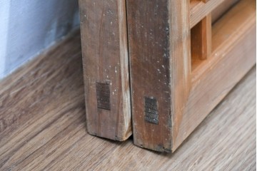 ヴィンテージ建具　昭和中期　細身の縦格子が美しい組子欄間2枚セット　(R-084887)