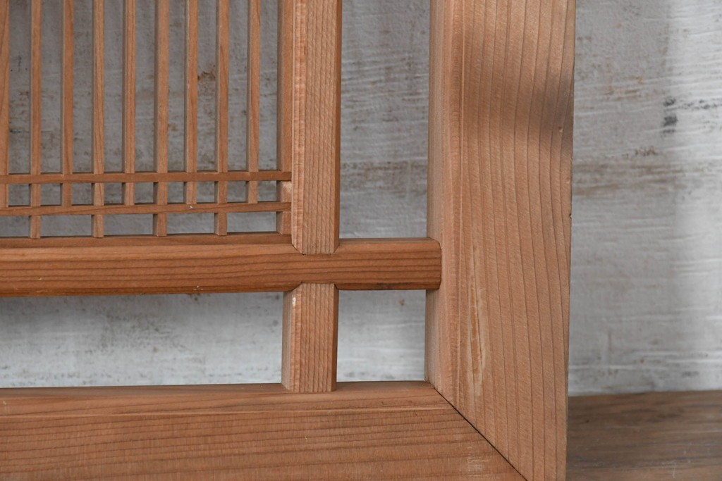 ヴィンテージ建具　昭和中期　細身の縦格子が美しい組子欄間2枚セット　(R-084887)