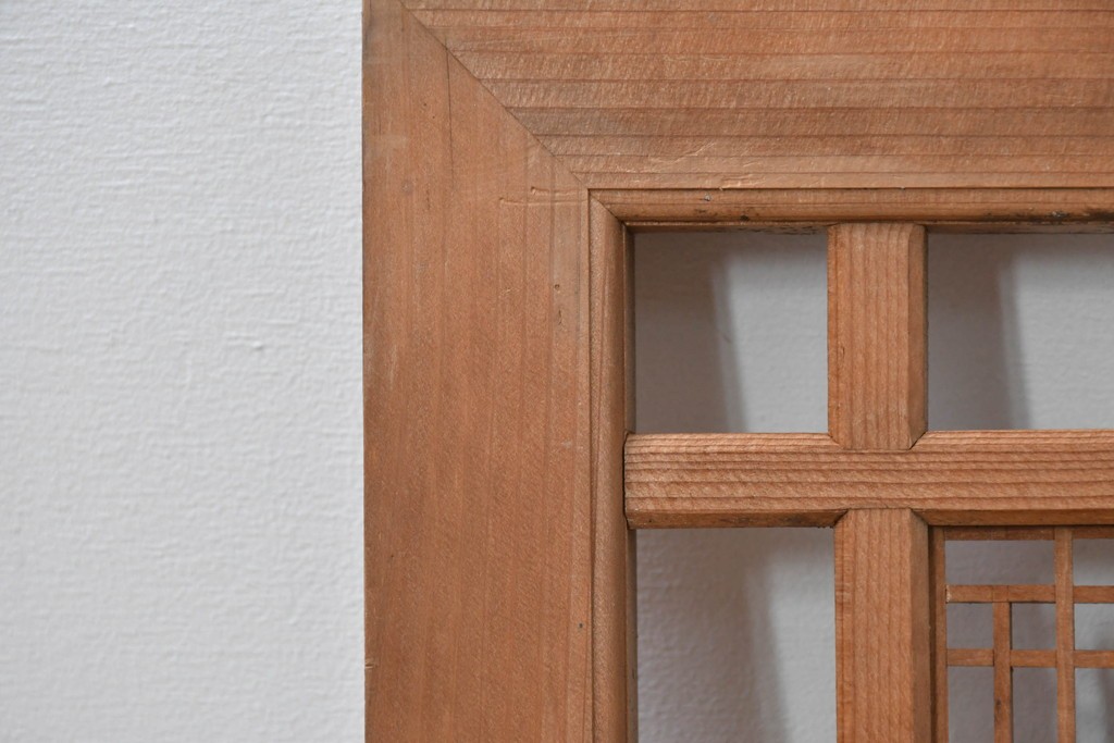 ヴィンテージ建具　昭和中期　細身の縦格子が美しい組子欄間2枚セット　(R-084887)