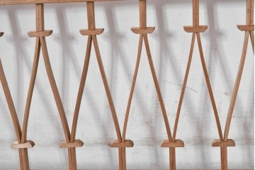 ヴィンテージ建具　昭和中期　モダンデザインの組子欄間2枚セット　(R-084888)