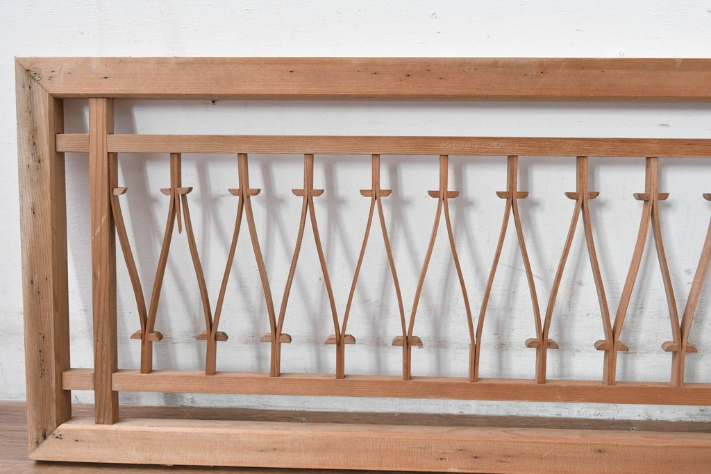 ヴィンテージ建具　昭和中期　モダンデザインの組子欄間2枚セット　(R-084888)