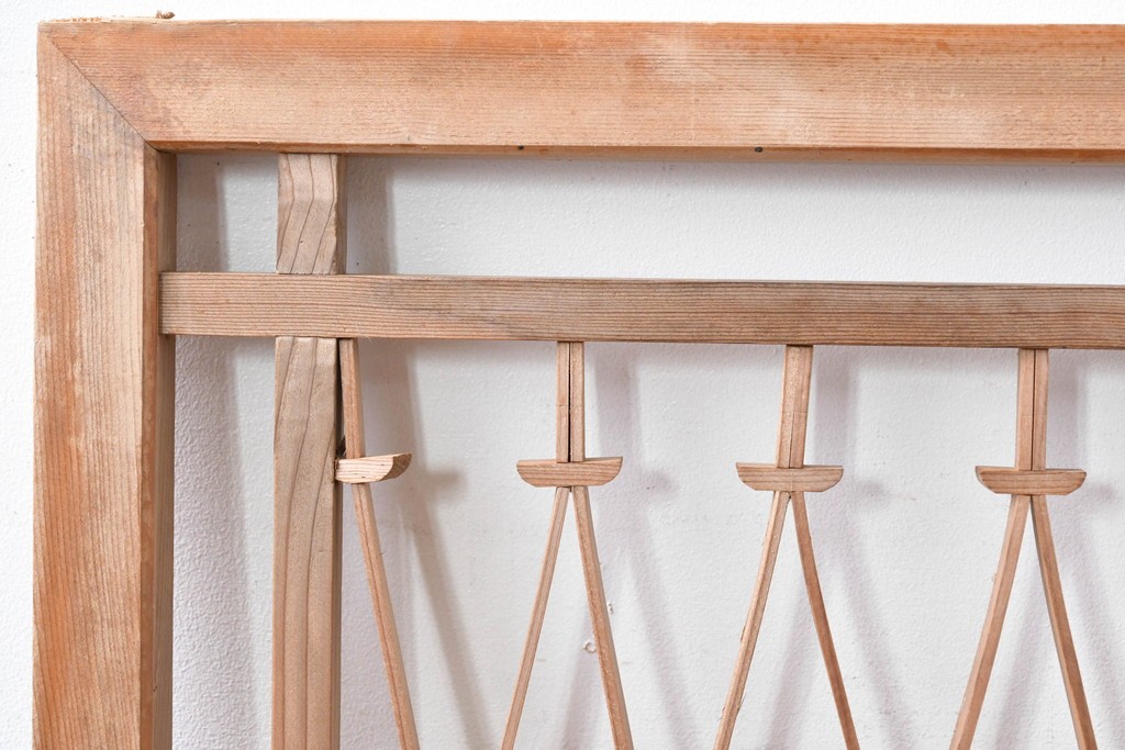 ヴィンテージ建具　昭和中期　モダンデザインの組子欄間2枚セット　(R-084888)