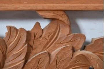 ヴィンテージ建具　昭和後期　井波彫刻　秋水作　菊竹図の吉祥意匠が見事な彫刻欄間1枚　(R-084890)