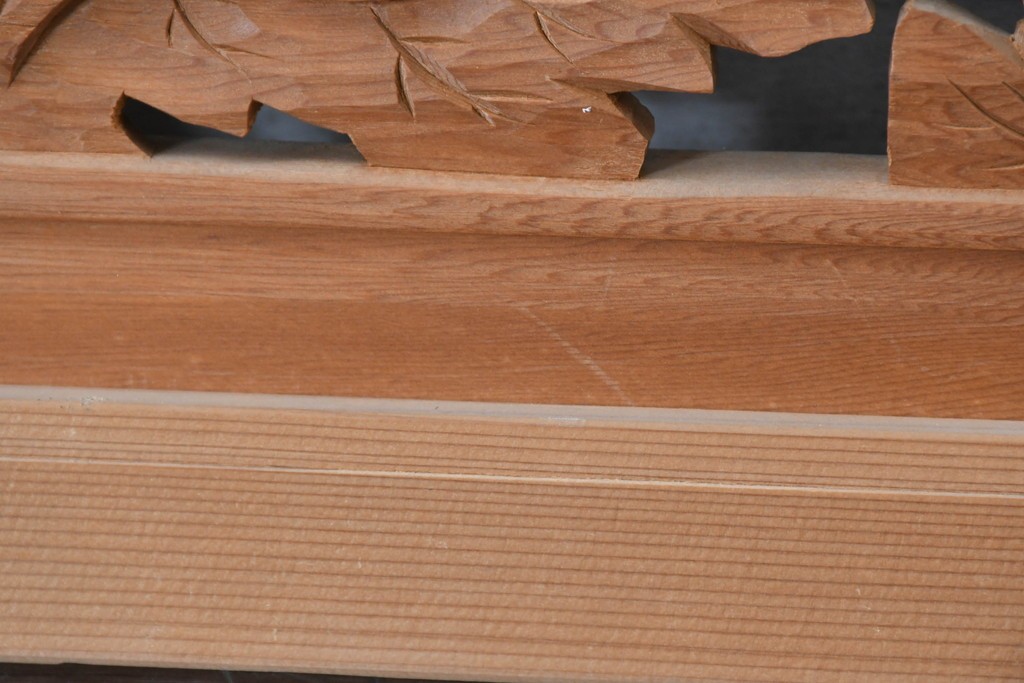 ヴィンテージ建具　昭和後期　井波彫刻　秋水作　菊竹図の吉祥意匠が見事な彫刻欄間1枚　(R-084890)