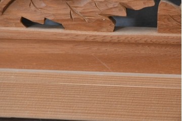 ヴィンテージ建具　昭和後期　井波彫刻　秋水作　菊竹図の吉祥意匠が見事な彫刻欄間1枚　(R-084890)