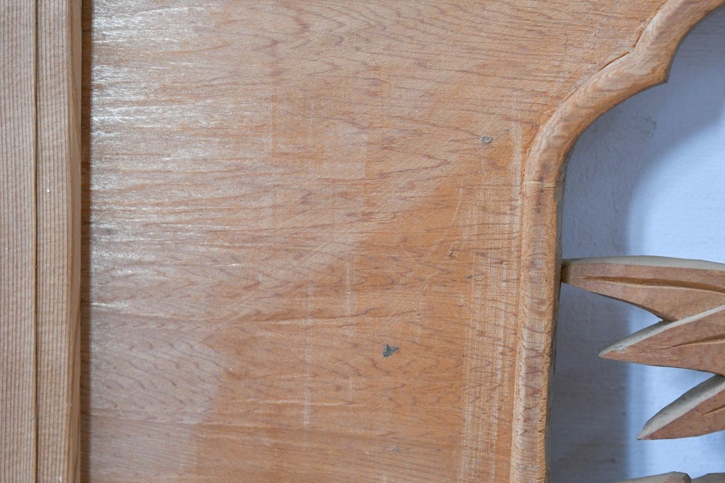 ヴィンテージ建具　昭和後期　井波彫刻　秋水作　菊竹図の吉祥意匠が見事な彫刻欄間1枚　(R-084890)