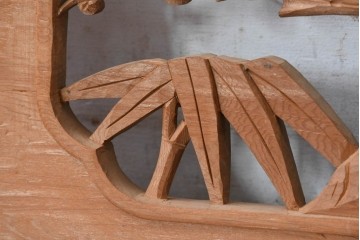 ヴィンテージ建具　昭和後期　井波彫刻　梅竹図の彫刻欄間1枚　(R-084891)