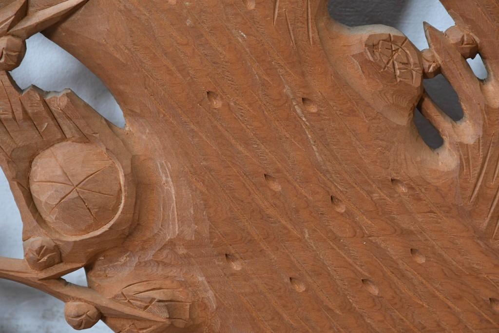 ヴィンテージ建具　昭和後期　井波彫刻　梅竹図の彫刻欄間1枚　(R-084891)