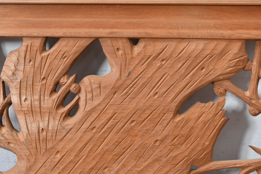 ヴィンテージ建具　昭和後期　井波彫刻　梅竹図の彫刻欄間1枚　(R-084891)