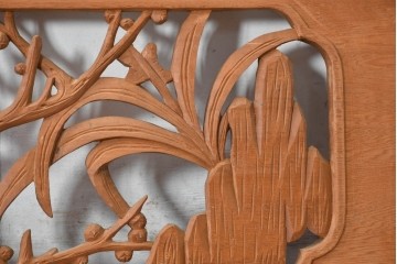 ヴィンテージ建具　昭和後期　井波彫刻　梅竹図の彫刻欄間1枚　(R-084891)
