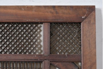 ヴィンテージ建具　昭和後期　竹と松・菊文様の彫刻をあしらった特大欄間　(R-084893)