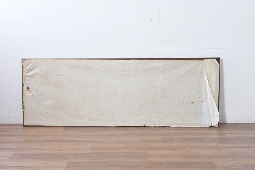 ヴィンテージ建具　昭和後期　竹と松・菊文様の彫刻をあしらった特大欄間　(R-084893)