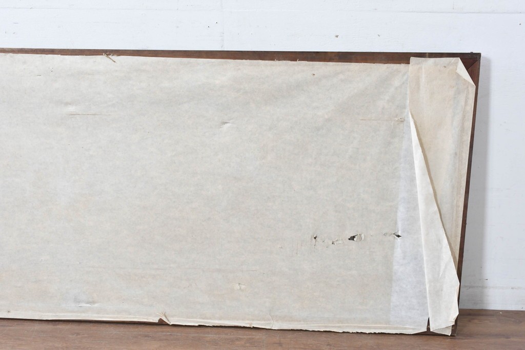 ヴィンテージ建具　昭和後期　竹と松・菊文様の彫刻をあしらった特大欄間　(R-084893)