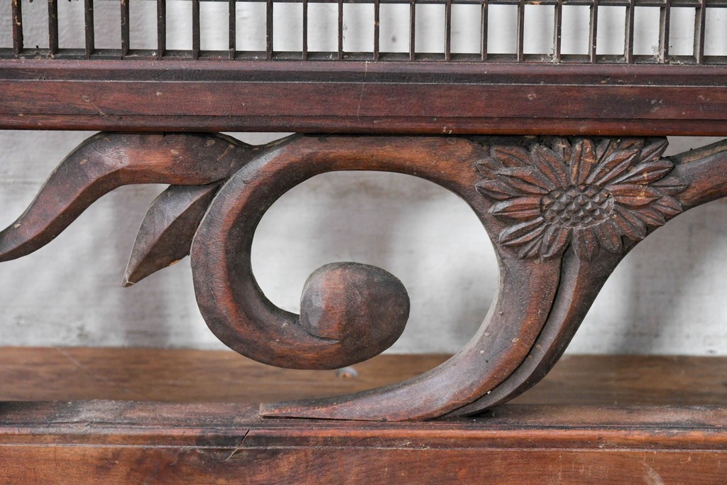 ヴィンテージ建具　昭和後期　竹と梅・菊文様の彫刻をあしらった特大欄間　(R-084894)