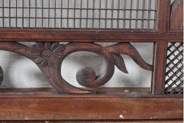 ヴィンテージ建具　昭和後期　竹と梅・菊文様の彫刻をあしらった特大欄間　(R-084894)