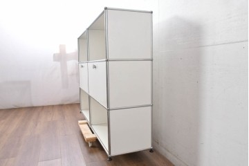 中古　美品　スイス　USMハラー(USM Haller)　ホームオフィスにもおすすめなスッキリとしたデザインのサイドキャビネット　定価約36万円相当　(R-084896)