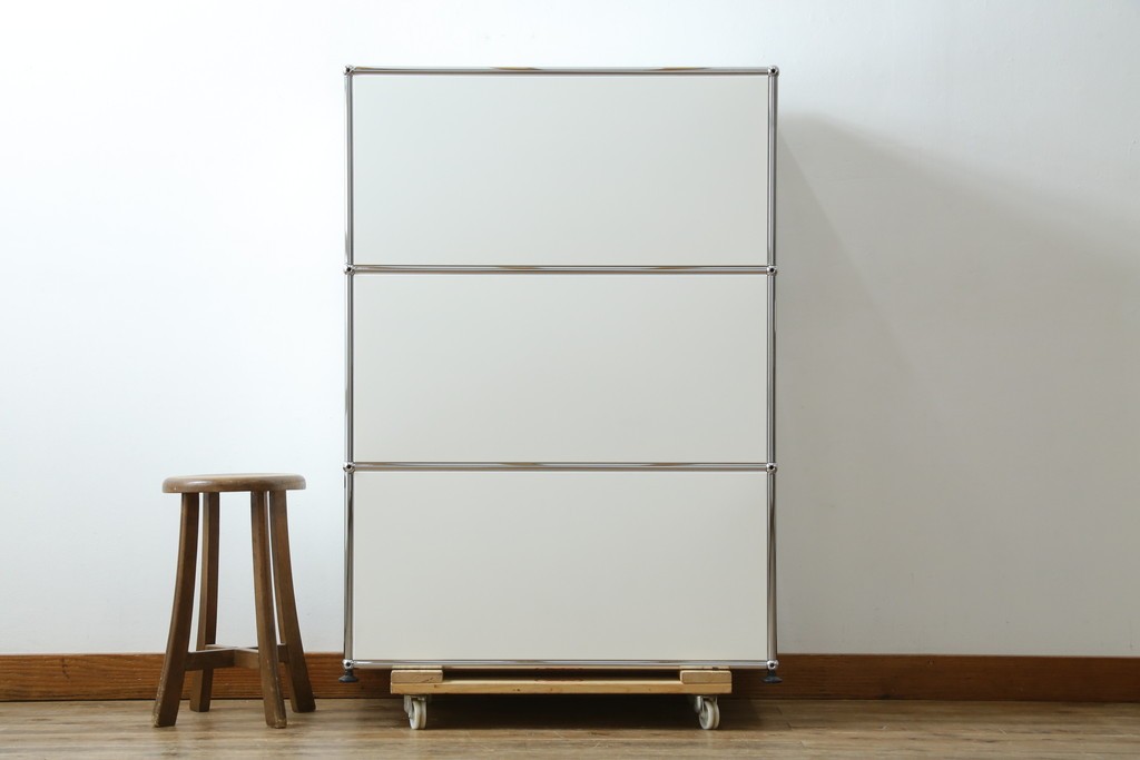 中古　美品　スイス　USMハラー(USM Haller)　3段シェルフ　定価約16万6千円　(R-084897)