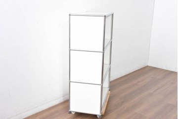 中古　美品　スイス　USMハラー(USM Haller)　ホームオフィスにもおすすめなスッキリとしたデザインのシェルフ・3段タイプ　定価約16万6千円相当　(R-084897)