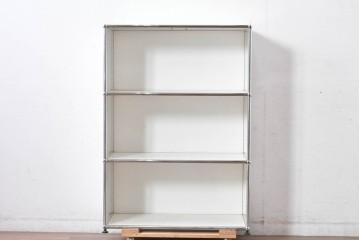 中古　美品　スイス　USMハラー(USM Haller)　ホームオフィスにもおすすめなスッキリとしたデザインのシェルフ・3段タイプ　定価約16万6千円相当　(R-084897)
