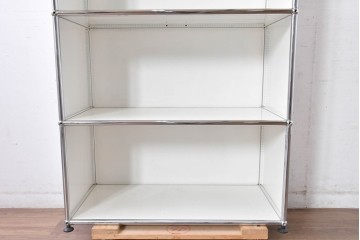 中古　美品　スイス　USMハラー(USM Haller)　ホームオフィスにもおすすめなスッキリとしたデザインのシェルフ・3段タイプ　定価約16万6千円相当　(R-084897)