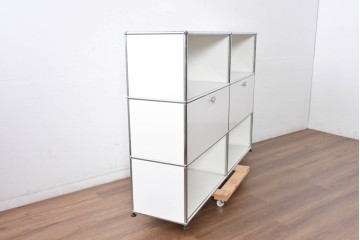 中古　美品　スイス　USMハラー(USM Haller)　ホームオフィスにもおすすめなスッキリとしたデザインのサイドキャビネット　定価約36万円相当　(R-084898)