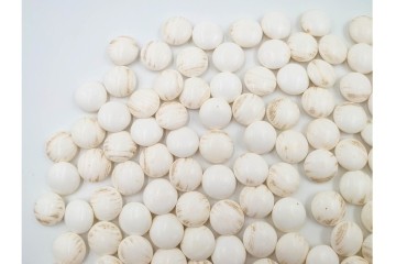 時代物　蛤・那智黒　螺鈿の花文が華やかな碁笥・碁石セット　(R-084907)