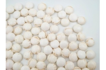 時代物　蛤・那智黒　螺鈿の花文が華やかな碁笥・碁石セット　(R-084907)