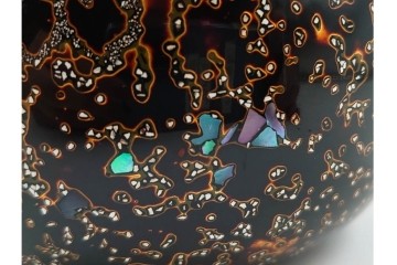 時代物　蛤・那智黒　螺鈿の花文が華やかな碁笥・碁石セット　(R-084907)