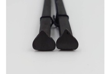 在銘　亀文堂正平造の青銅霊芝頭火箸と明珍宗之作火箸のセット　共箱付き　(R-084908)