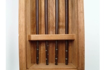 在銘　亀文堂正平造の青銅霊芝頭火箸と明珍宗之作火箸のセット　共箱付き　(R-084908)