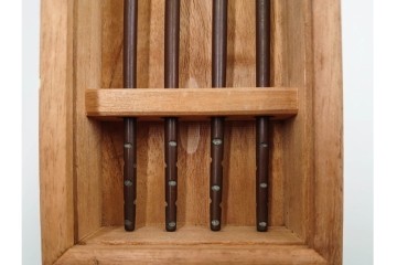 在銘　亀文堂正平造の青銅霊芝頭火箸と明珍宗之作火箸のセット　共箱付き　(R-084908)