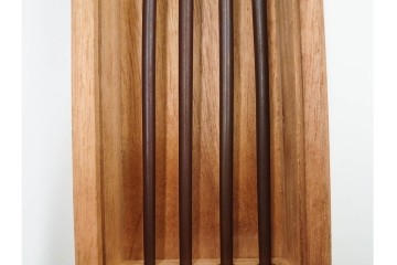 在銘　亀文堂正平造の青銅霊芝頭火箸と明珍宗之作火箸のセット　共箱付き　(R-084908)